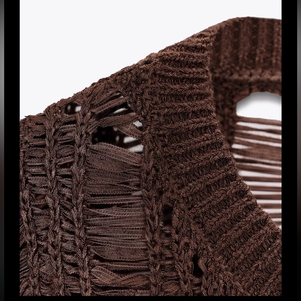 Zara ribbon Knit top, brown - Picture 11 of 15